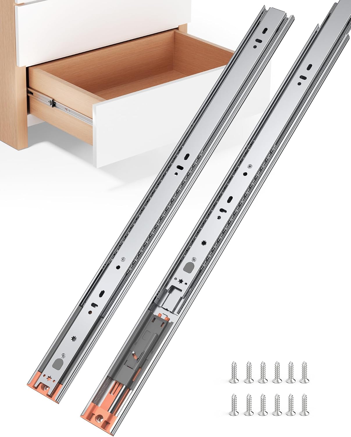 Drawer Slide Pair - 24 Inch Side Mount Soft Close