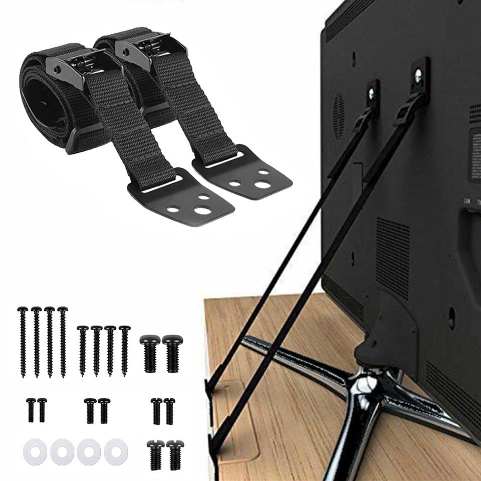 Furniture Hardware Suppliers - 2 Pack Adjustable TV Safety Straps,No-Drill