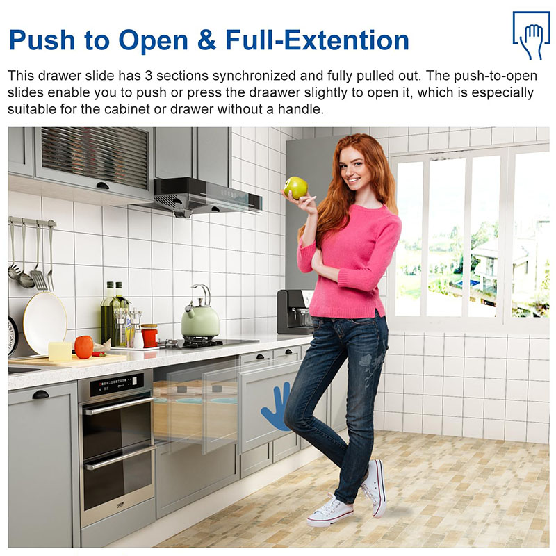 Push To Open 1 Pair Undermount - Drawer Slide Pair review and price